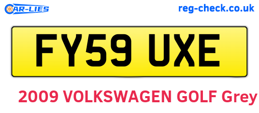 FY59UXE are the vehicle registration plates.