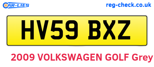 HV59BXZ are the vehicle registration plates.