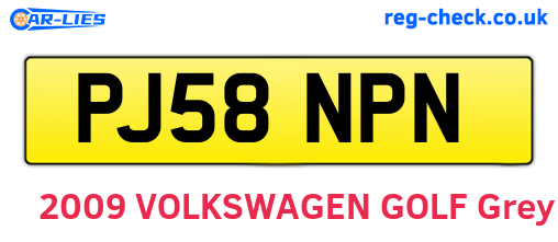 PJ58NPN are the vehicle registration plates.