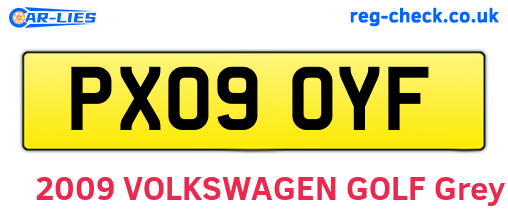 PX09OYF are the vehicle registration plates.