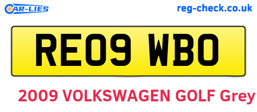 RE09WBO are the vehicle registration plates.