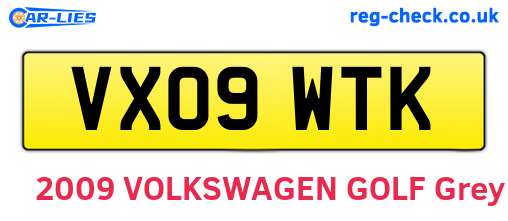 VX09WTK are the vehicle registration plates.