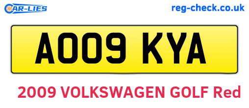 AO09KYA are the vehicle registration plates.