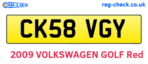 CK58VGY are the vehicle registration plates.