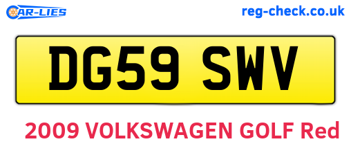 DG59SWV are the vehicle registration plates.