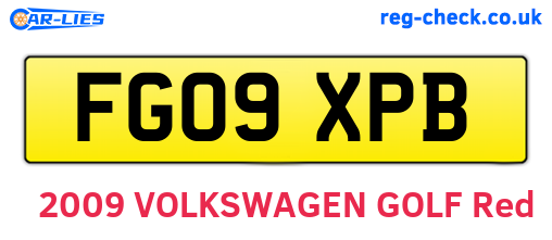 FG09XPB are the vehicle registration plates.