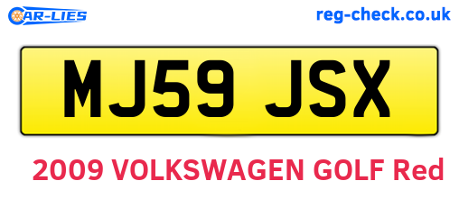 MJ59JSX are the vehicle registration plates.