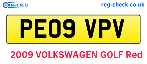 PE09VPV are the vehicle registration plates.
