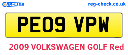 PE09VPW are the vehicle registration plates.