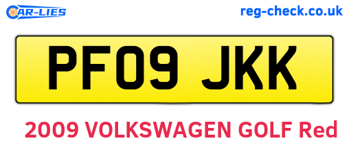 PF09JKK are the vehicle registration plates.