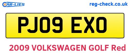 PJ09EXO are the vehicle registration plates.