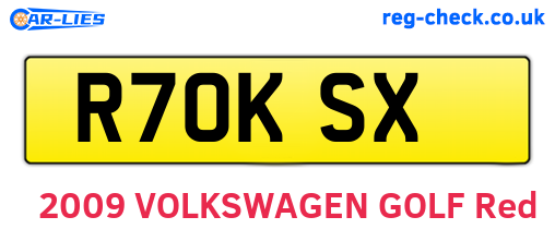 R70KSX are the vehicle registration plates.