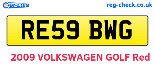 RE59BWG are the vehicle registration plates.