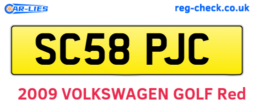 SC58PJC are the vehicle registration plates.