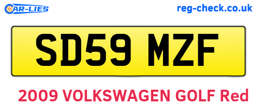 SD59MZF are the vehicle registration plates.