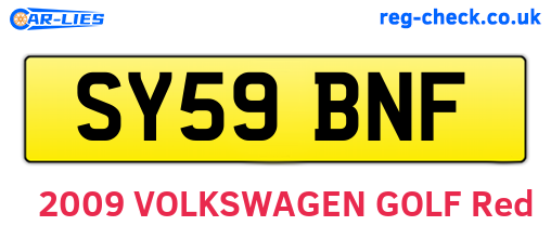 SY59BNF are the vehicle registration plates.