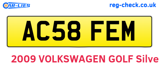 AC58FEM are the vehicle registration plates.
