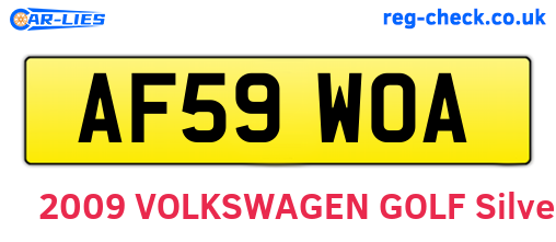 AF59WOA are the vehicle registration plates.