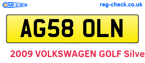 AG58OLN are the vehicle registration plates.