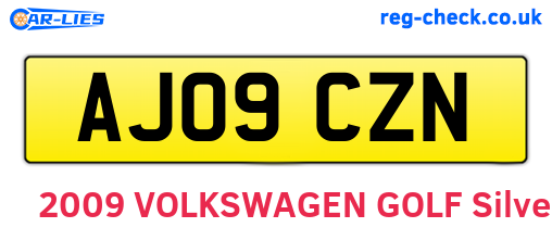 AJ09CZN are the vehicle registration plates.