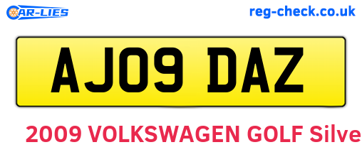 AJ09DAZ are the vehicle registration plates.