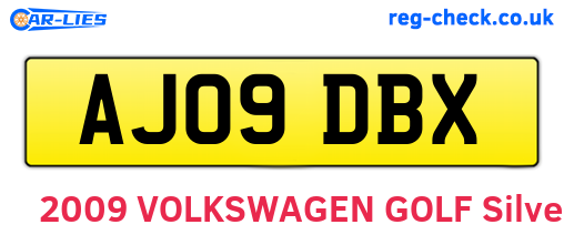 AJ09DBX are the vehicle registration plates.