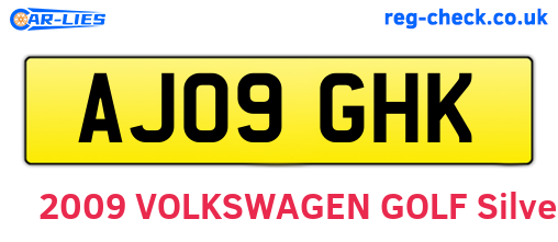 AJ09GHK are the vehicle registration plates.