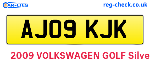 AJ09KJK are the vehicle registration plates.