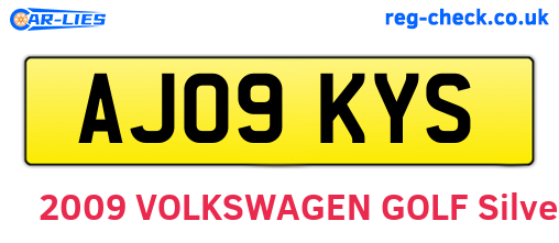 AJ09KYS are the vehicle registration plates.