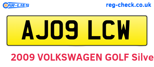 AJ09LCW are the vehicle registration plates.