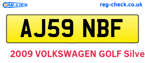 AJ59NBF are the vehicle registration plates.