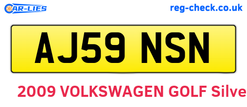 AJ59NSN are the vehicle registration plates.
