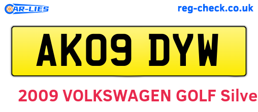 AK09DYW are the vehicle registration plates.