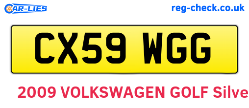 CX59WGG are the vehicle registration plates.