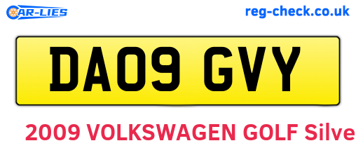 DA09GVY are the vehicle registration plates.