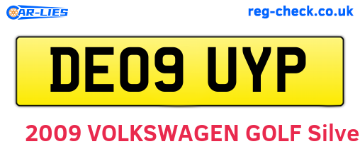 DE09UYP are the vehicle registration plates.