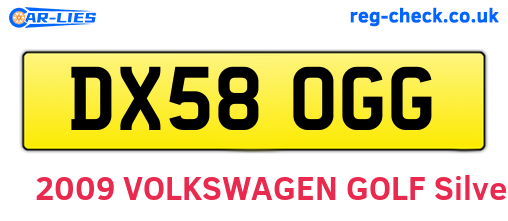 DX58OGG are the vehicle registration plates.