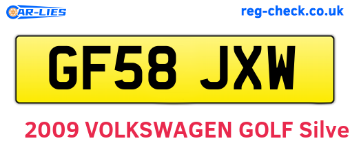 GF58JXW are the vehicle registration plates.