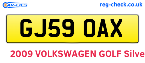 GJ59OAX are the vehicle registration plates.
