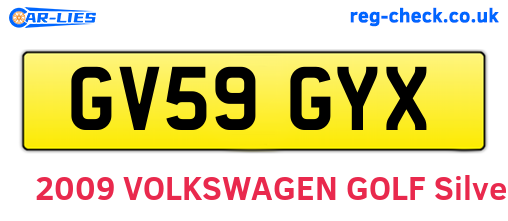 GV59GYX are the vehicle registration plates.