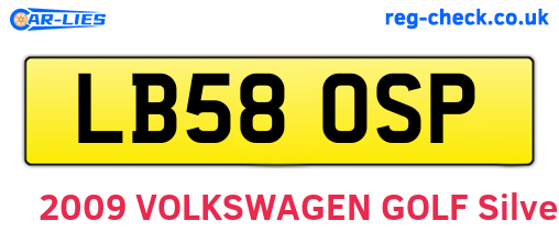 LB58OSP are the vehicle registration plates.