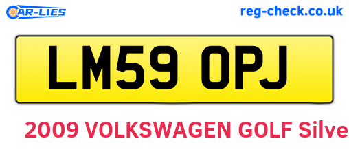 LM59OPJ are the vehicle registration plates.