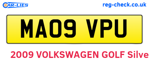 MA09VPU are the vehicle registration plates.
