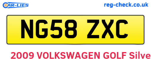 NG58ZXC are the vehicle registration plates.