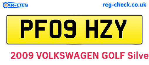 PF09HZY are the vehicle registration plates.