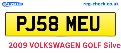 PJ58MEU are the vehicle registration plates.