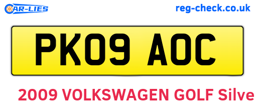 PK09AOC are the vehicle registration plates.