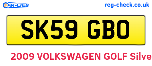 SK59GBO are the vehicle registration plates.