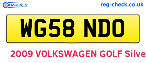 WG58NDO are the vehicle registration plates.