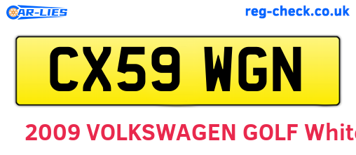 CX59WGN are the vehicle registration plates.